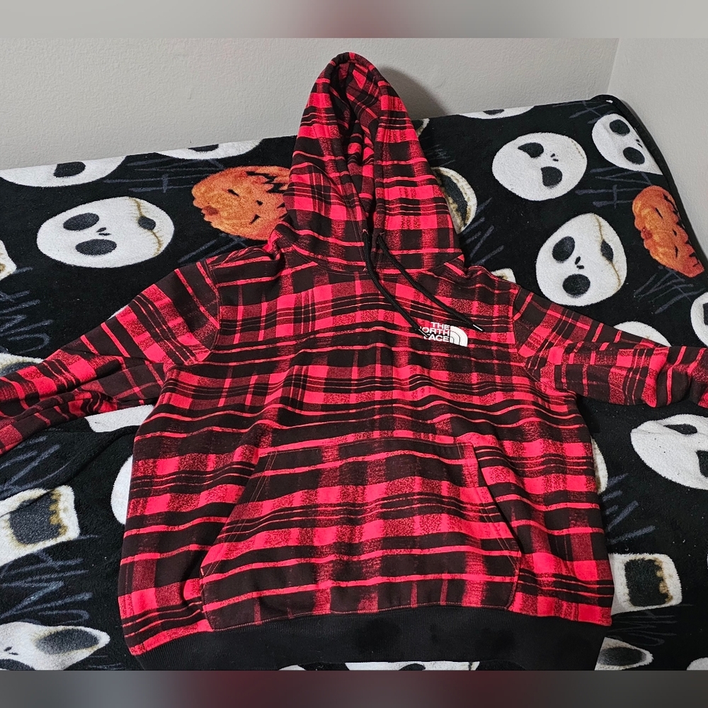 The North Face Red and Black Plaid Hoodie
